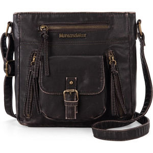 Crossbody Bag for Women Soft Washed Leather Multi Pocket Shoulder Purses